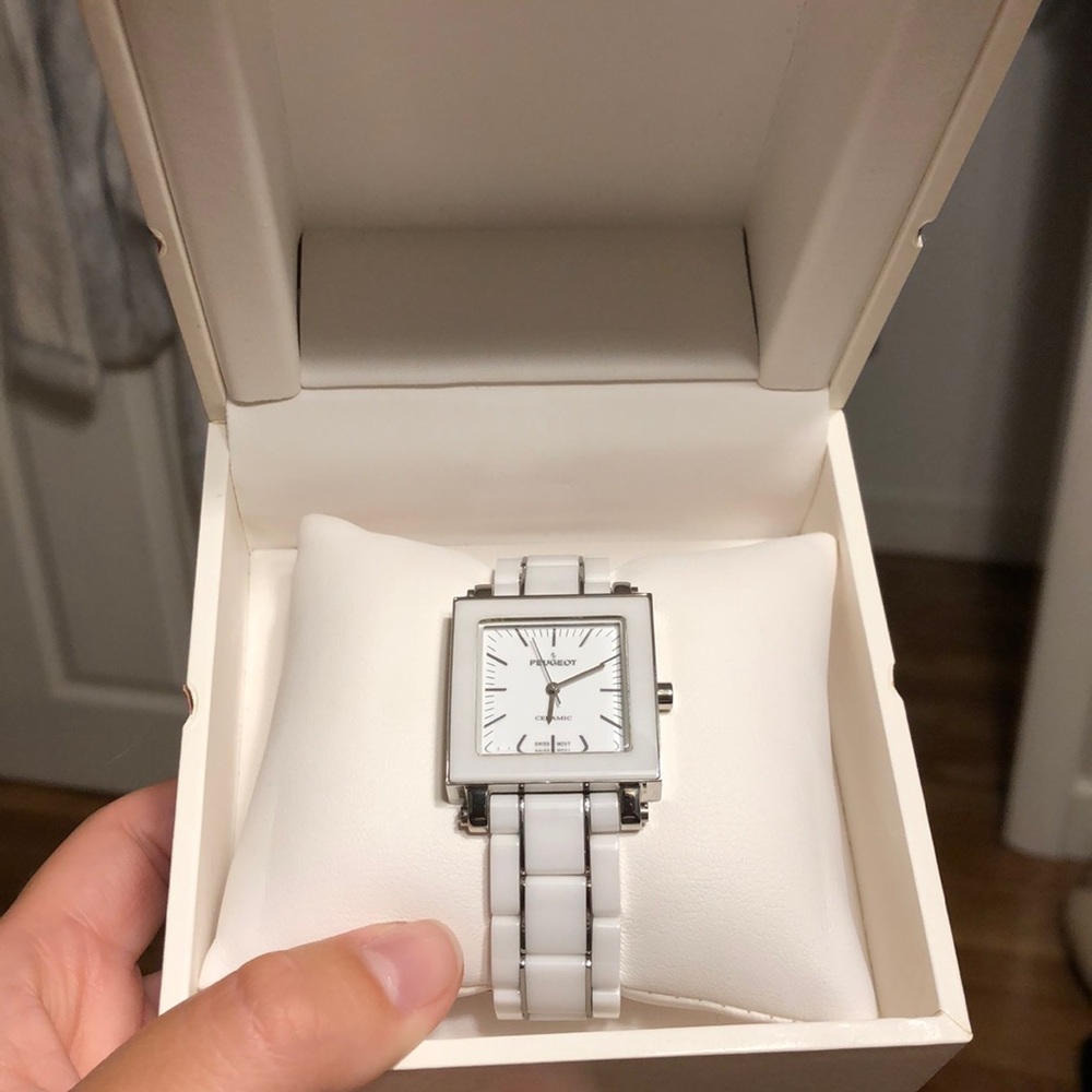 Peugeot white ceramic watch